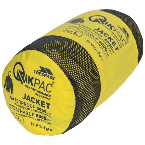 Trespass Adults Unisex Qikpac Packaway Waterproof Jacket / Yellow - Picture 6 of 8